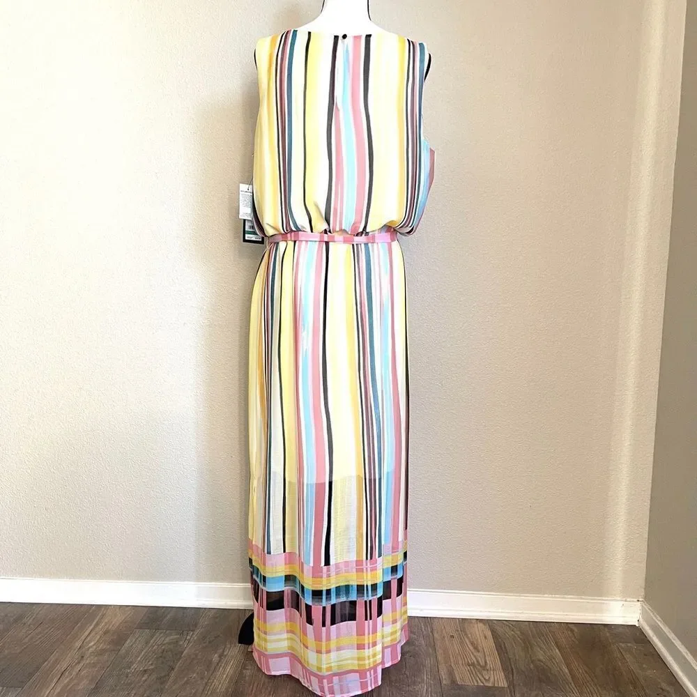 Nine West Sleeveless Printed Chiffon Maxi Dress - Picture 7 of 11